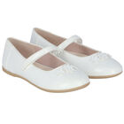 Girls White Flower Ballerina Shoes, 1, hi-res