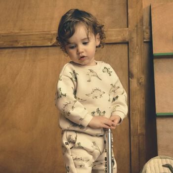 Younger Boys Beige Dinosaur Joggers
