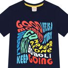 Boys Navy Blue Slogan T-Shirt, 1, hi-res
