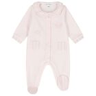 Baby Girls Pink Striped Collar Babygrow, 3, hi-res