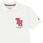 Boys White Logo Polo Shirt, 2, hi-res