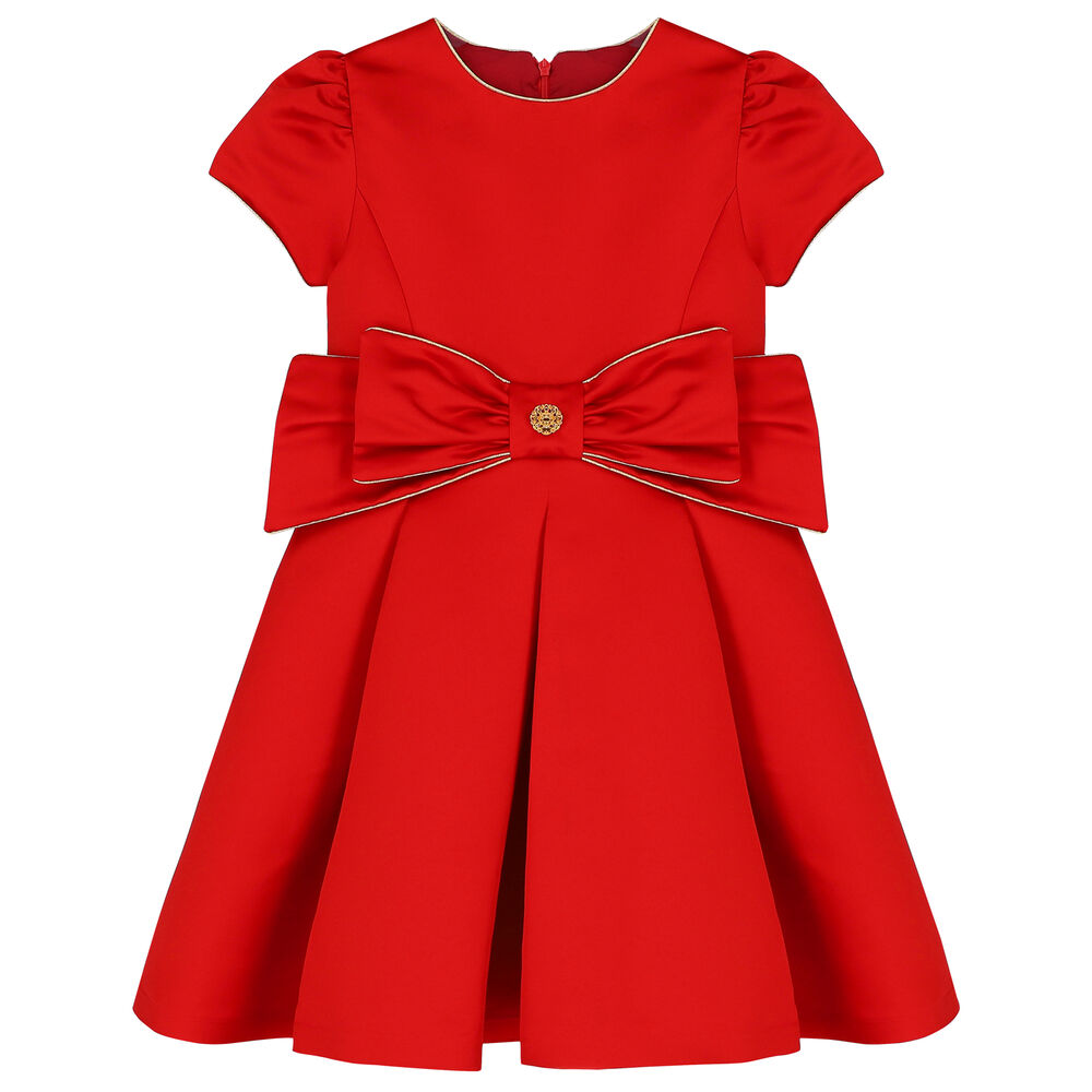 Patachou Girls Red Satin Bow Dress | Junior Couture UAE
