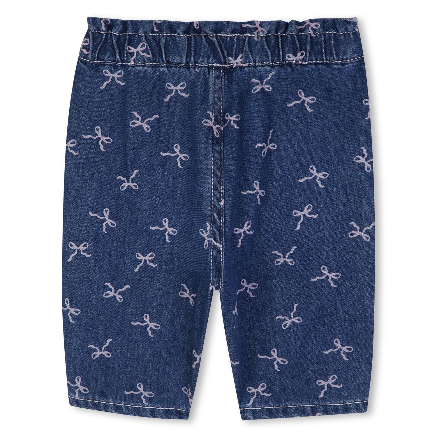 Younger Girls Blue Bows Denim Trousers, 1, hi-res