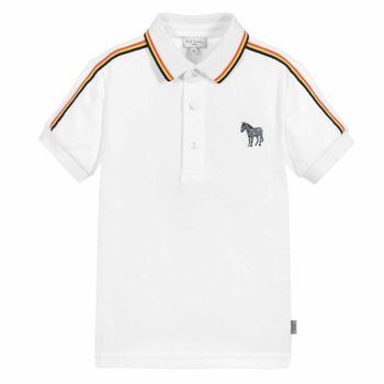 Boys White Cotton Polo Shirt