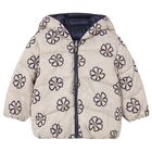 Younger Girls Beige & Navy Blue Reversible Coat, 1, hi-res