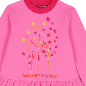 Girls Pink Embroidered Floral Dress