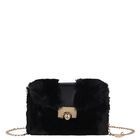 Girls Black Faux Fur Handbag ( 21cm ), 3, hi-res