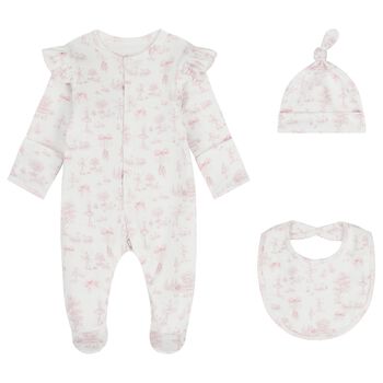 Baby Girls White & Pink Swan Babygrow Gift Set 