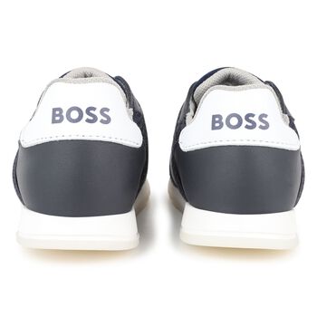 Boys Navy Blue Logo Trainers