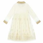 Girls Ivory & Gold Tulle Dress, 1, hi-res