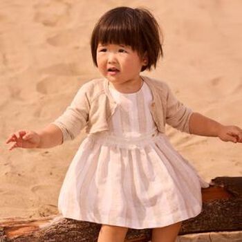 Younger Girls Beige Knitted Cardigan