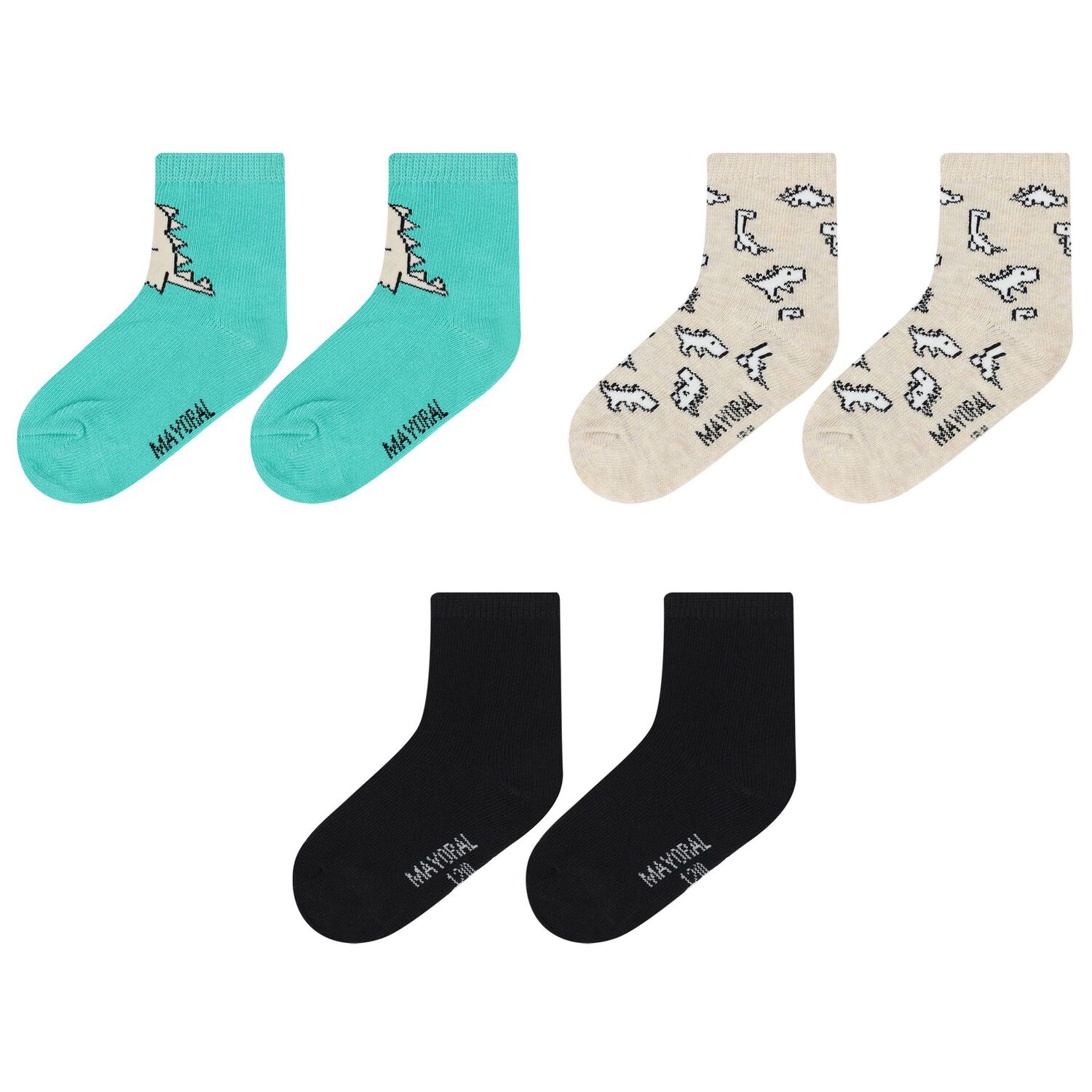 Baby Boys Green, Beige & Black Dino Print Socks ( 3-Pack ), 2, hi-res image number null