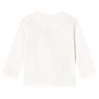 توب اولاد باكمام طويله بالشعار باللون الابيض, 1, hi-res