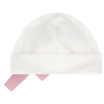 Baby Girls Ivory & Pink Bow Hat