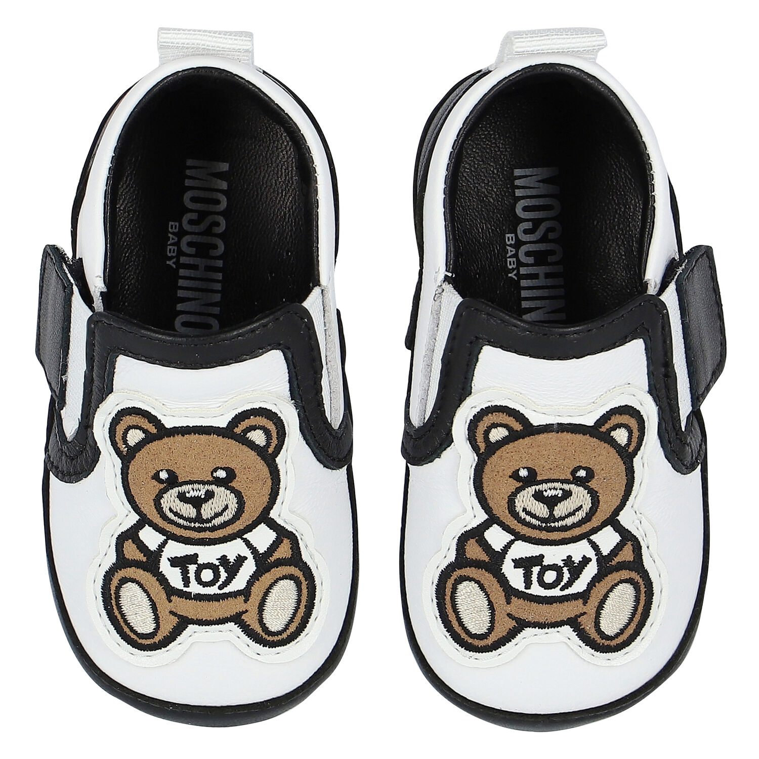 White & Black Teddy Bear Pre Walker Shoes, 1, hi-res