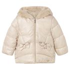 Younger Girls Beige Reversible Faux Fur Jacket, 1, hi-res