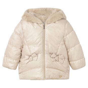 Younger Girls Beige Reversible Faux Fur Jacket