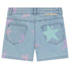 Girls Blue Denim Star Shorts, 1, hi-res