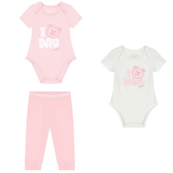 Baby Girls Pink & White Logo Gift Set