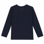 Boys Navy Logo Long Sleeve Top, 1, hi-res