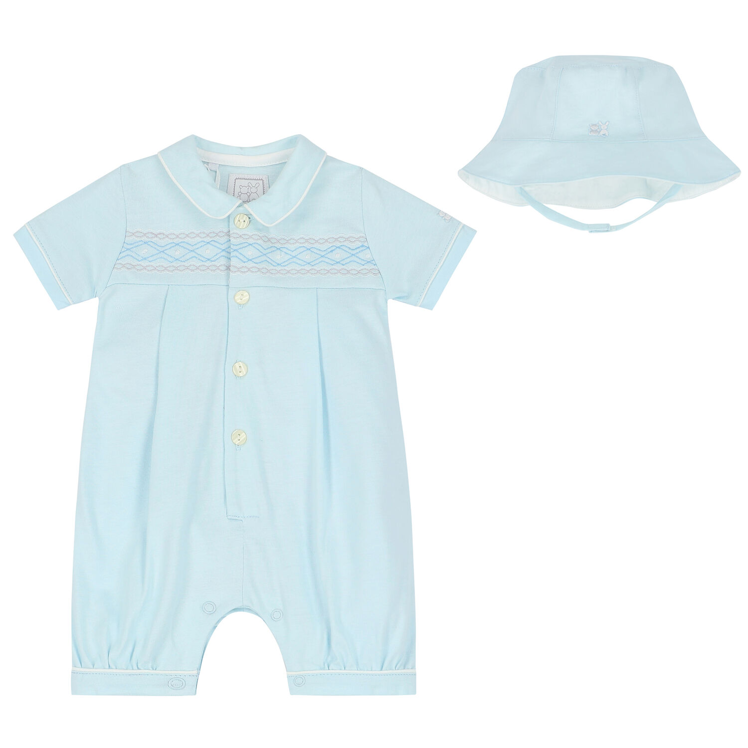 Baby Boys Blue Romper Set, 1, hi-res