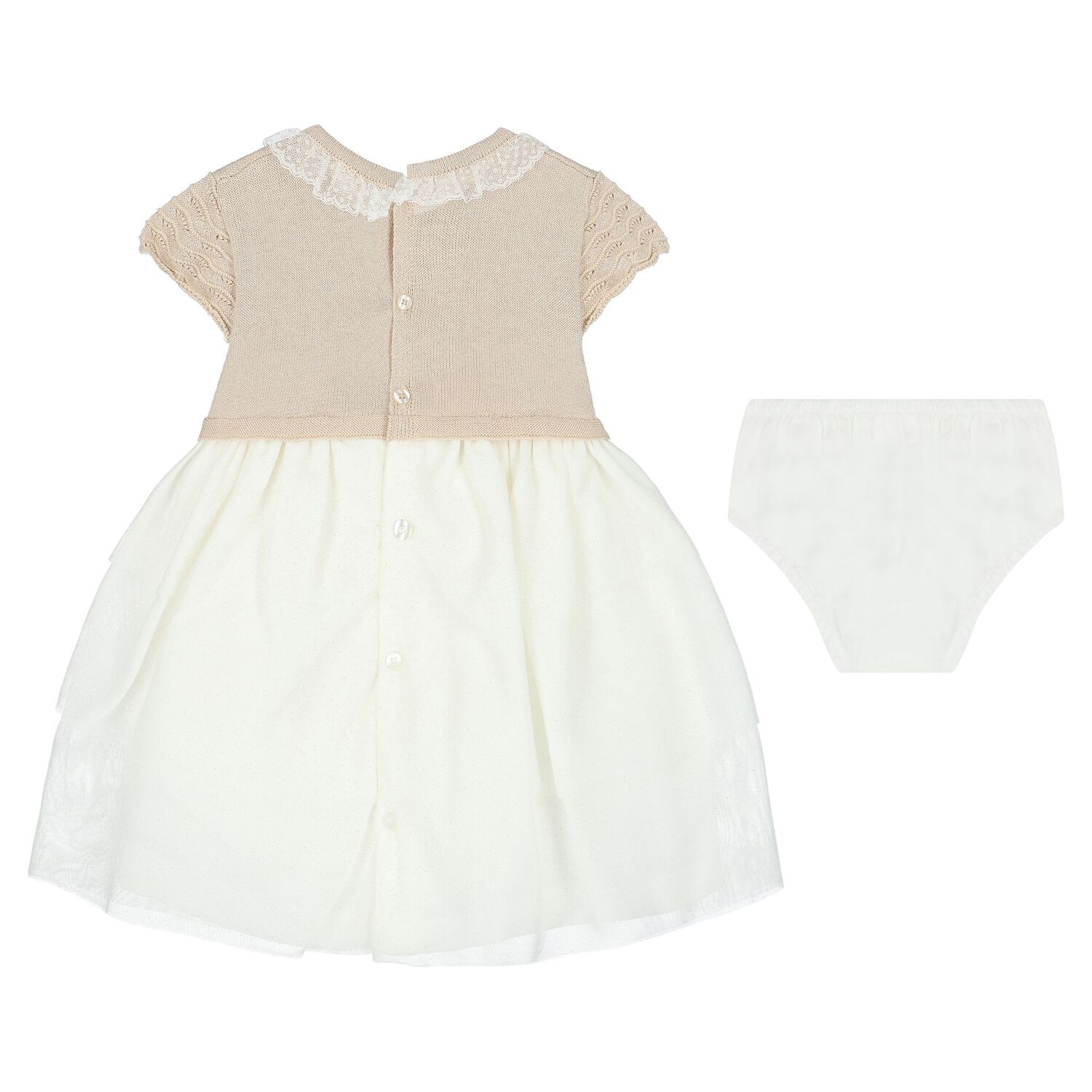 Baby Girls Beige & Ivory Dress Set, 2, hi-res image number null