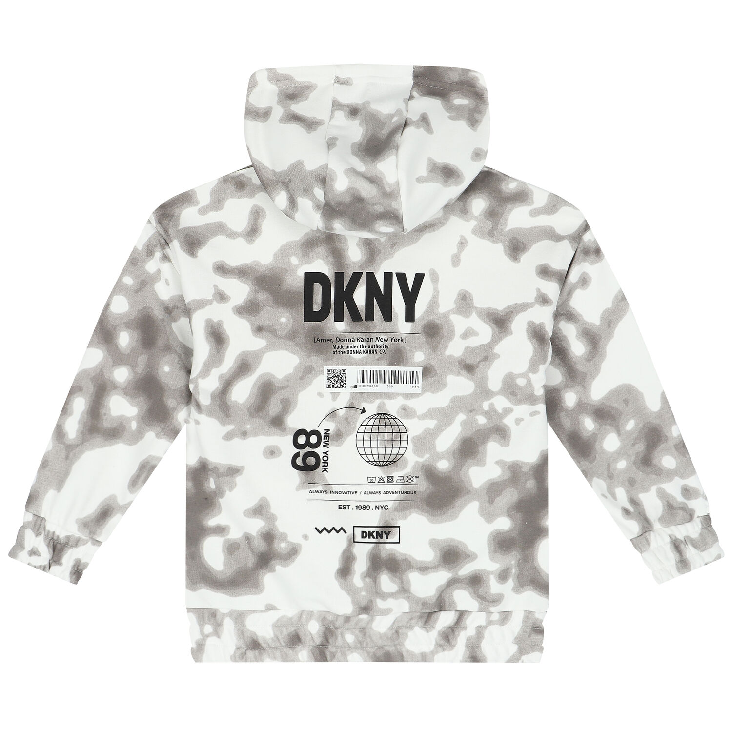 توب هودى بسحاب بالشعار باللون الابيض والرمادى, 1, hi-res