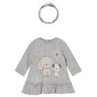 طقم فستان بنات بطبعة جراء باللون الرمادي, 1, hi-res