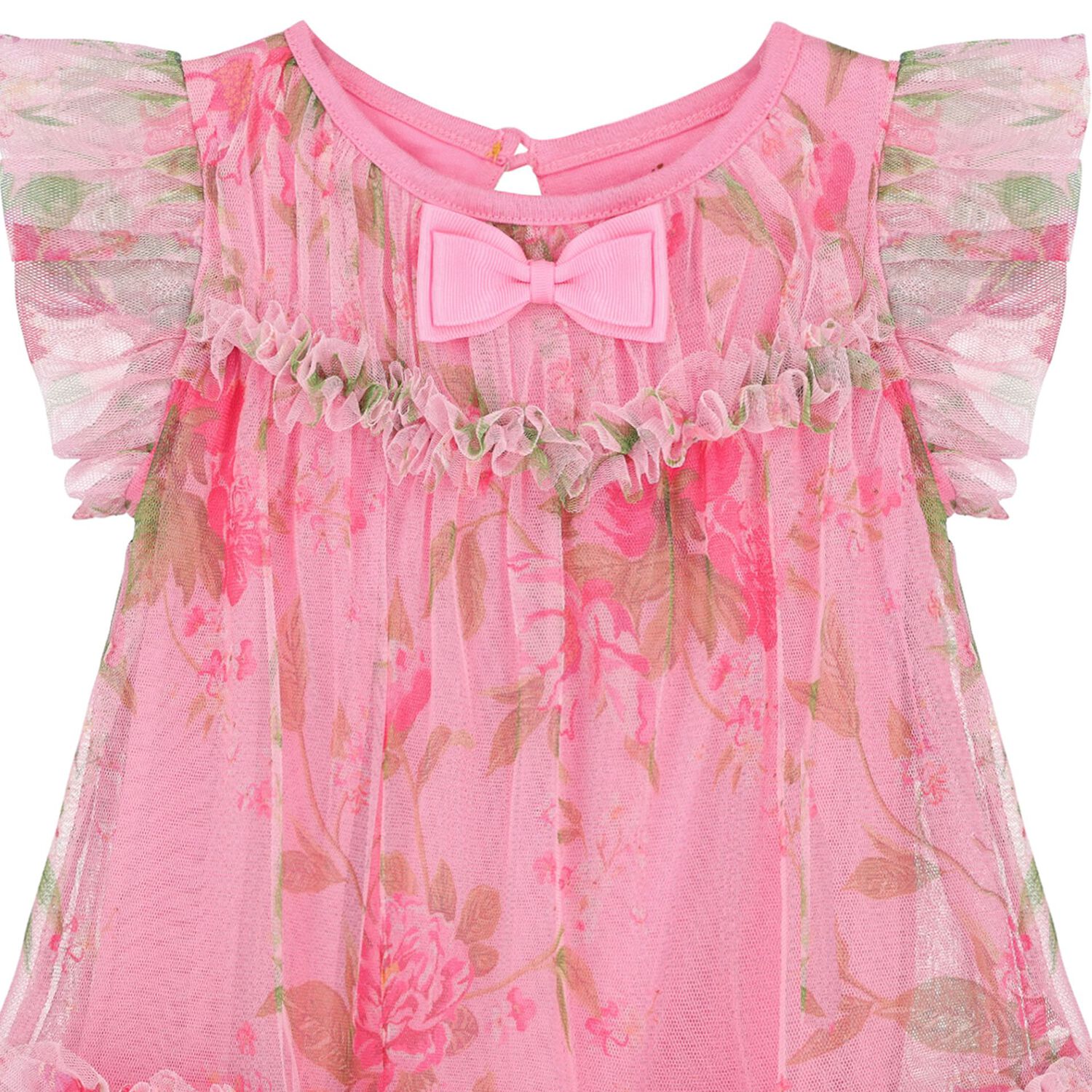 Baby Girls Pink Floral Tulle Dress, 2, hi-res image number null