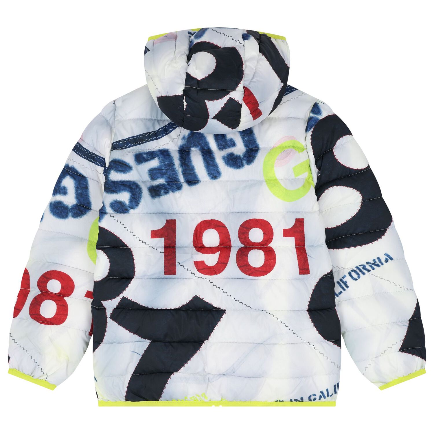 Boys White & Blue Padded Puffer Jacket, 1, hi-res image number null