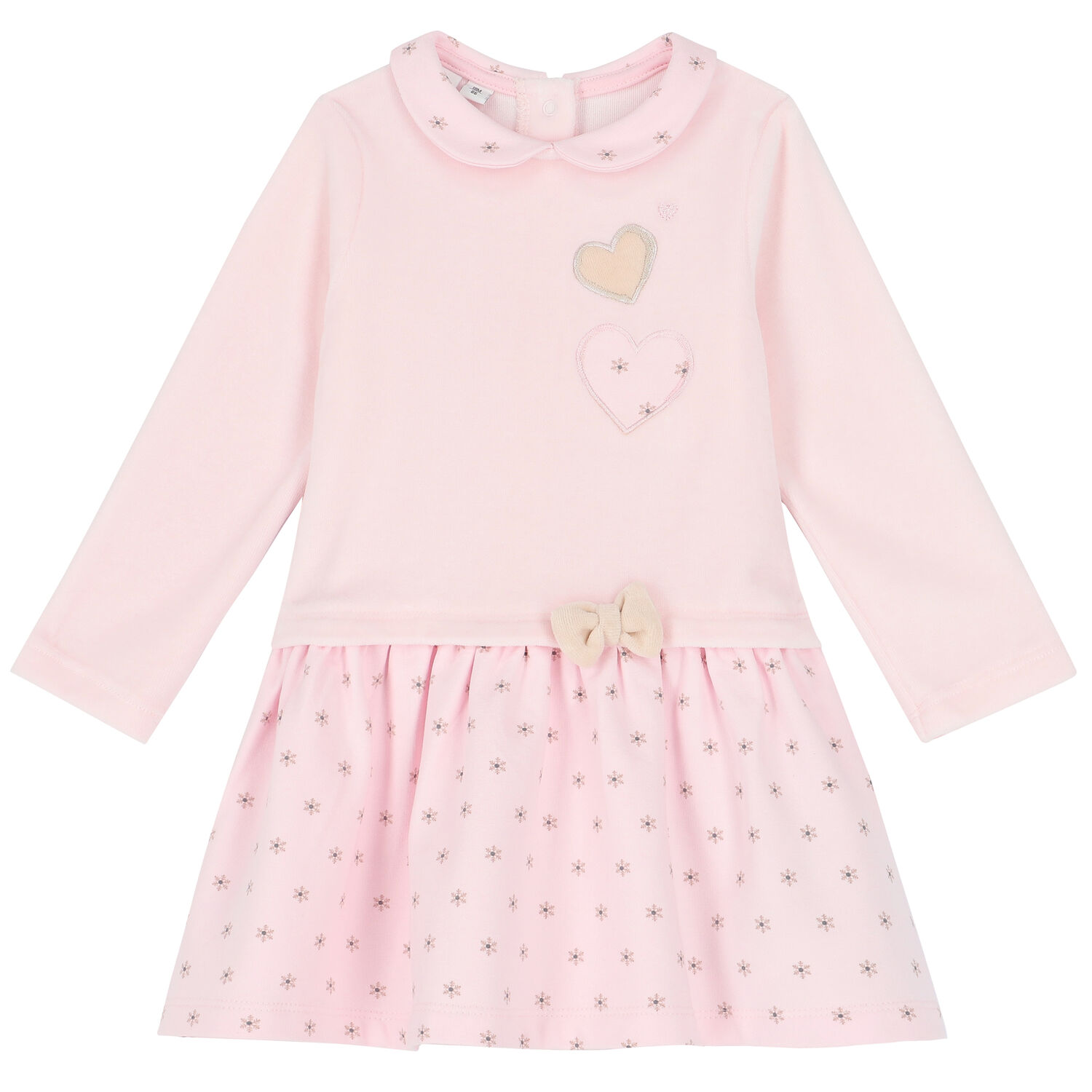 Baby Girls Pink Heart Dress, 1, hi-res