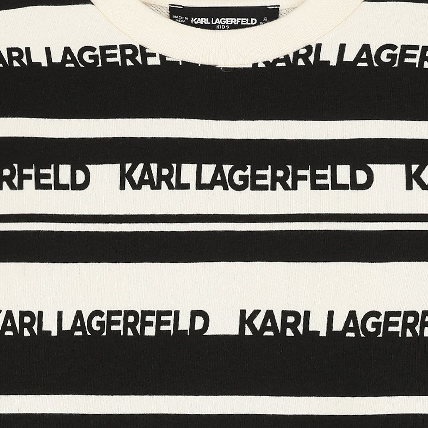 سويت شيرت أولاد بالشعار مخطط باللون العاجي والأسود , 1, hi-res image number null