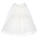 Girls White Sequin Tulle Flower Dress, 1, hi-res