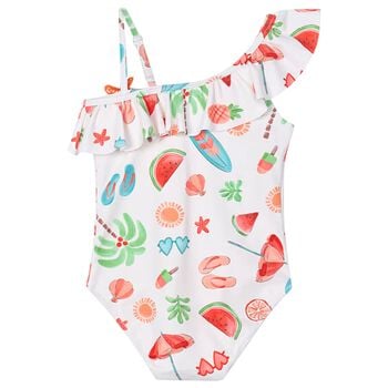 Girls White Swimsuit