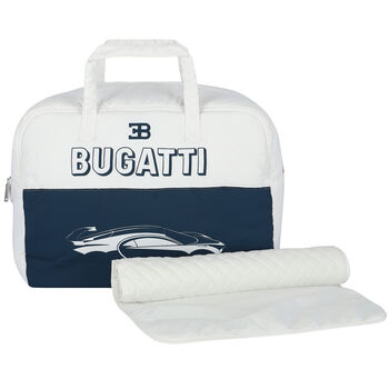 Baby Boys White & Navy Logo Changing Bag