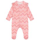 Baby Girls Pink Zig Zag Babygrow Set , 1, hi-res