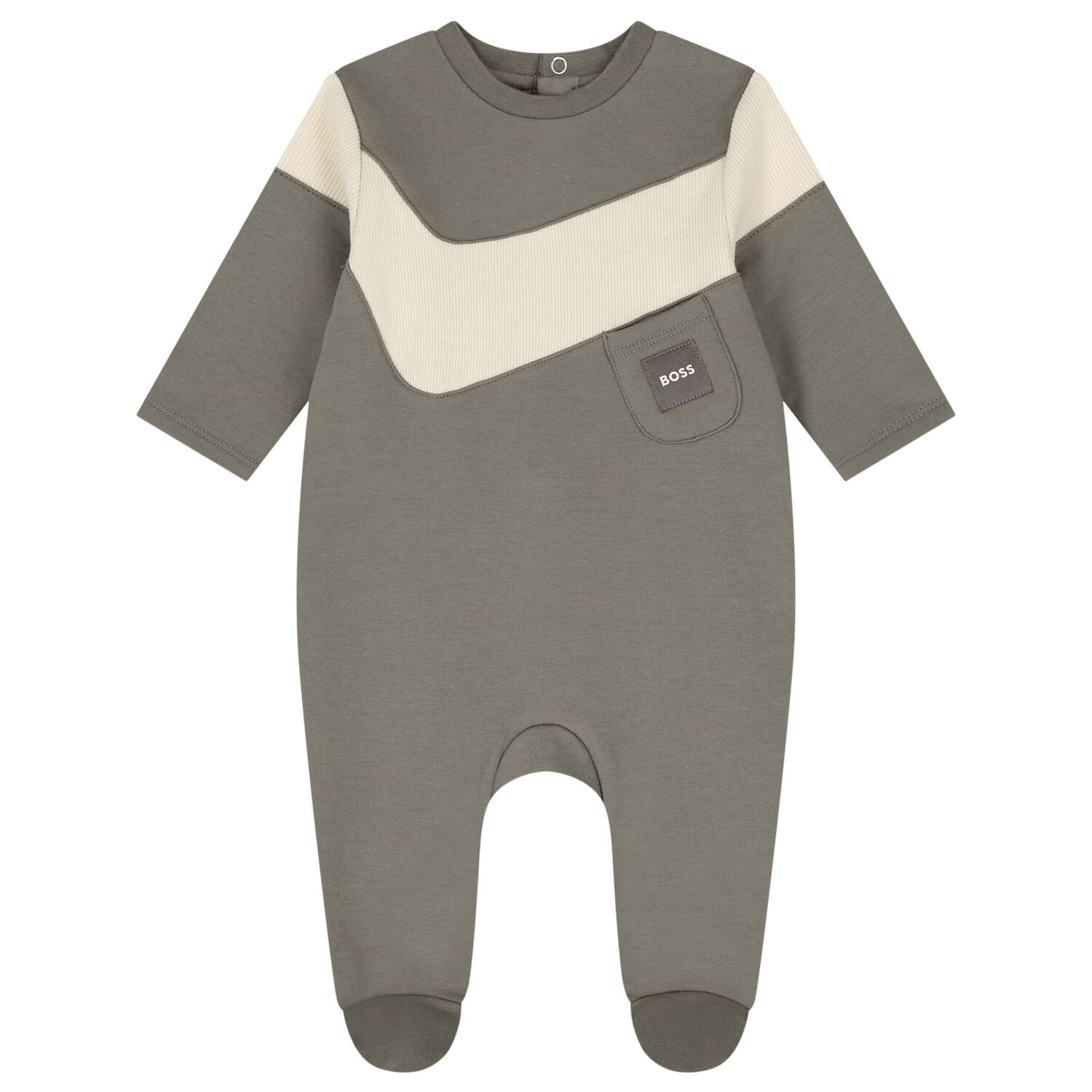 Baby Boys Grey Logo Babygrow, 1, hi-res