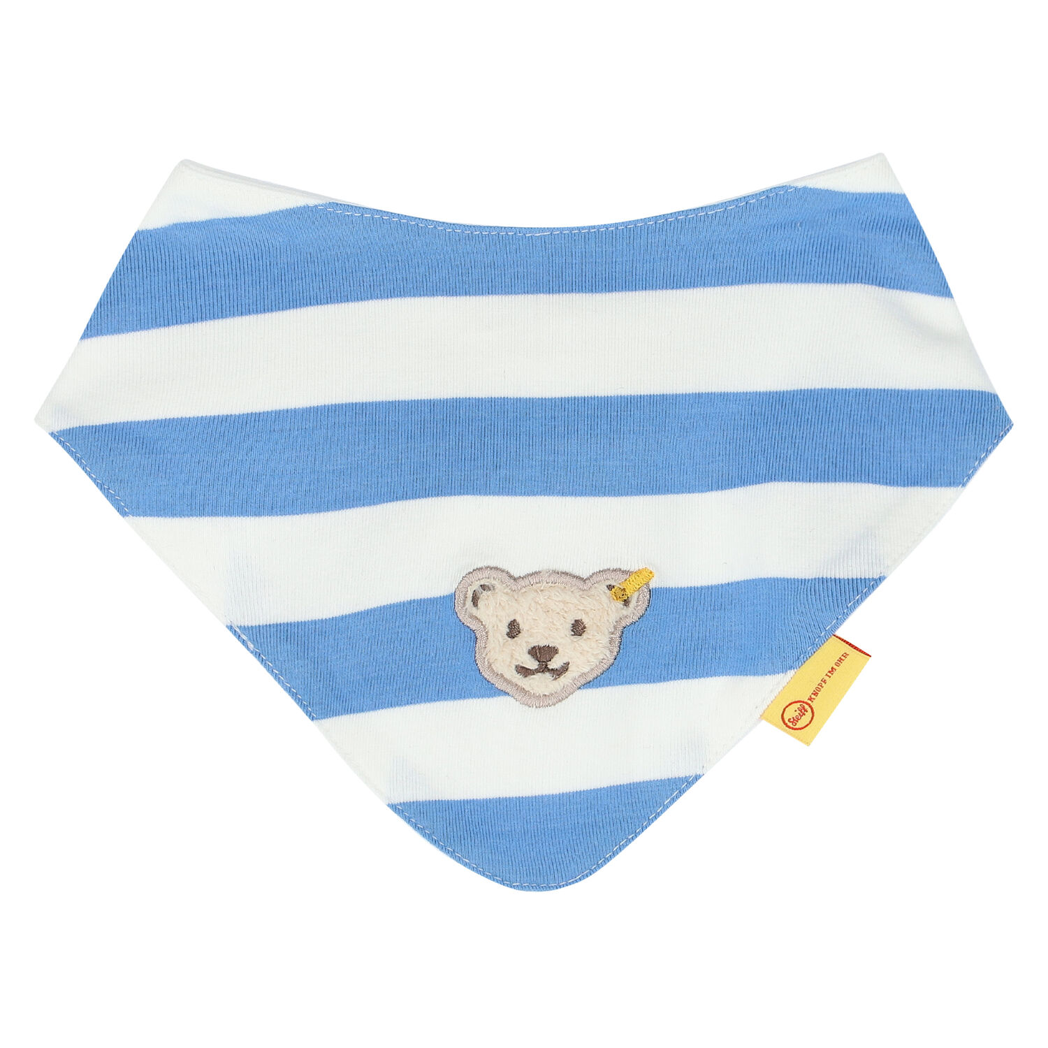Baby Boys Blue & White Teddy Bib, 1, hi-res