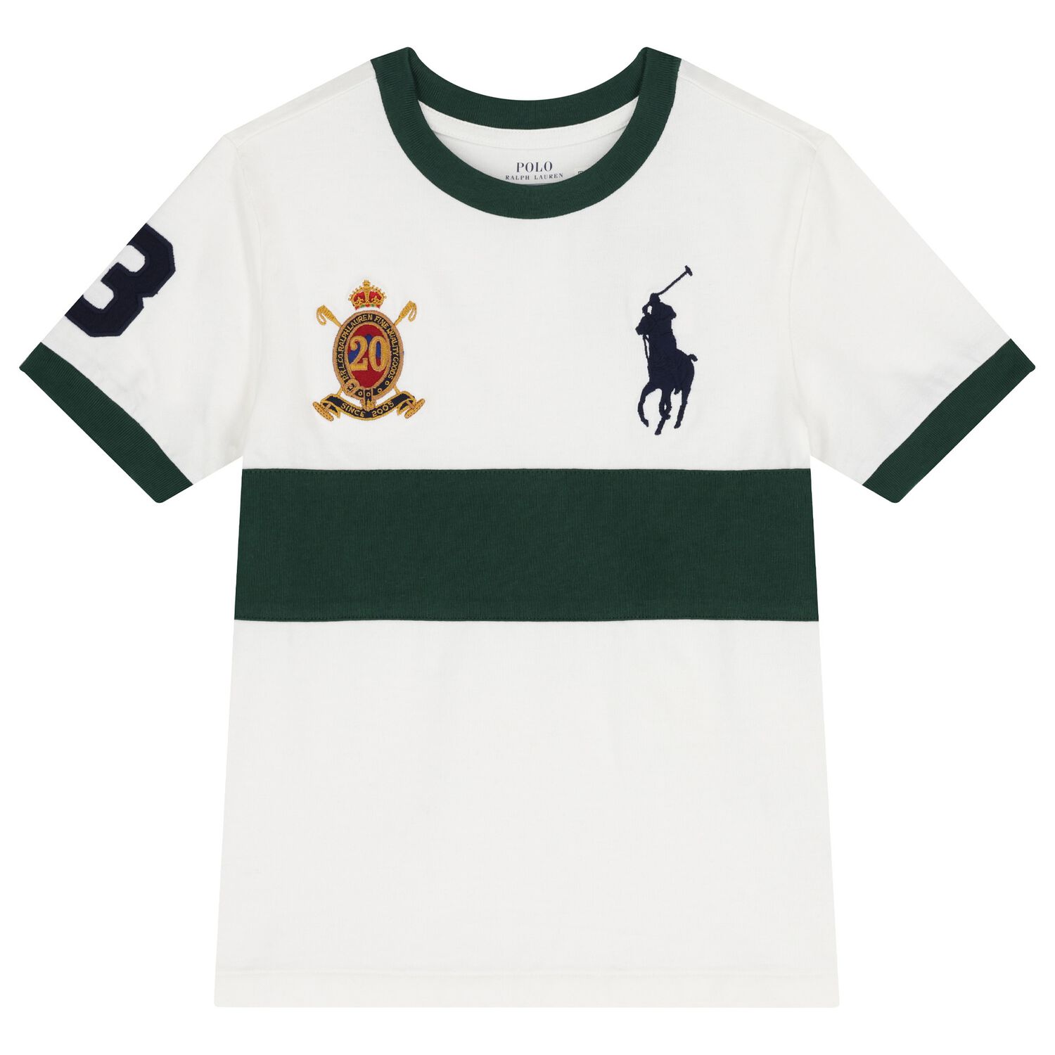 Boys White & Green Logo T-Shirt, 1, hi-res