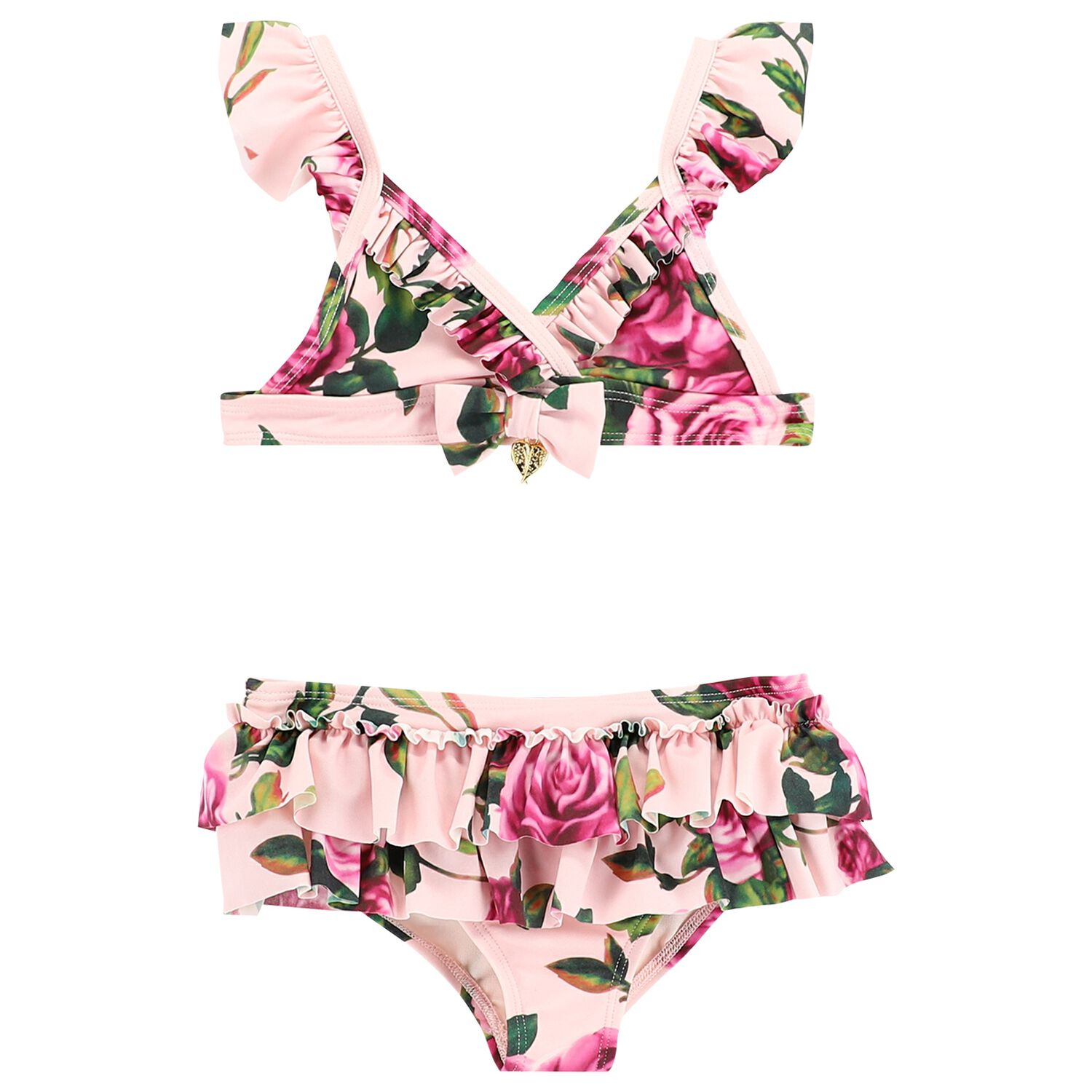Girls Pink Floral Bikini, 3, hi-res