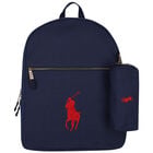 Navy Blue Logo Backpack, 1, hi-res