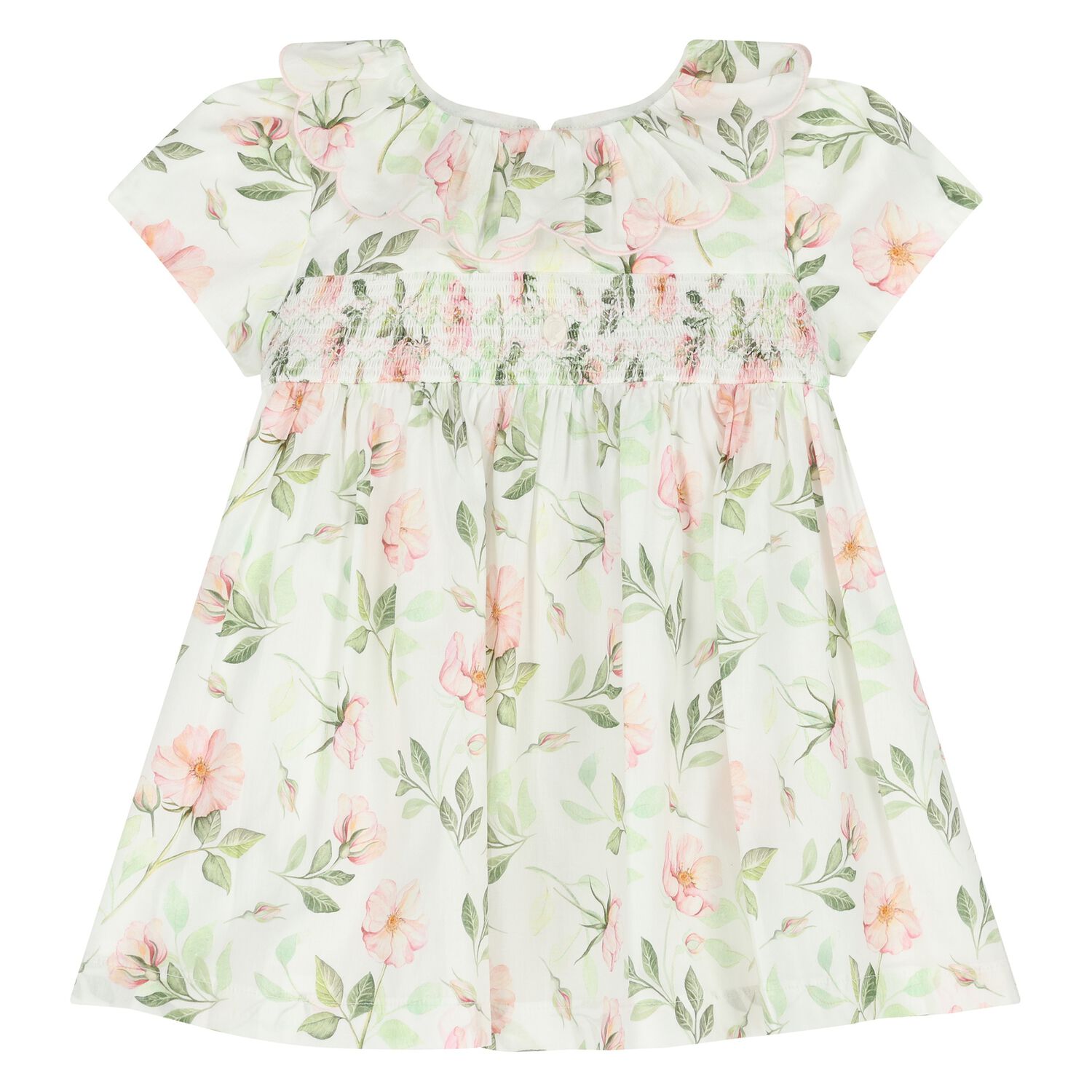 Younger Girls Ivory Floral Dress, 1, hi-res