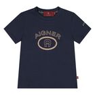 Younger Boys Navy Blue Logo T-Shirt, 2, hi-res