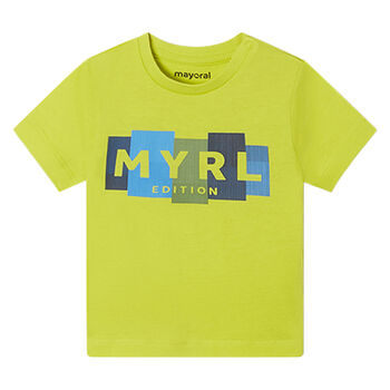 Younger Boys Neon Green Logo T-Shirt