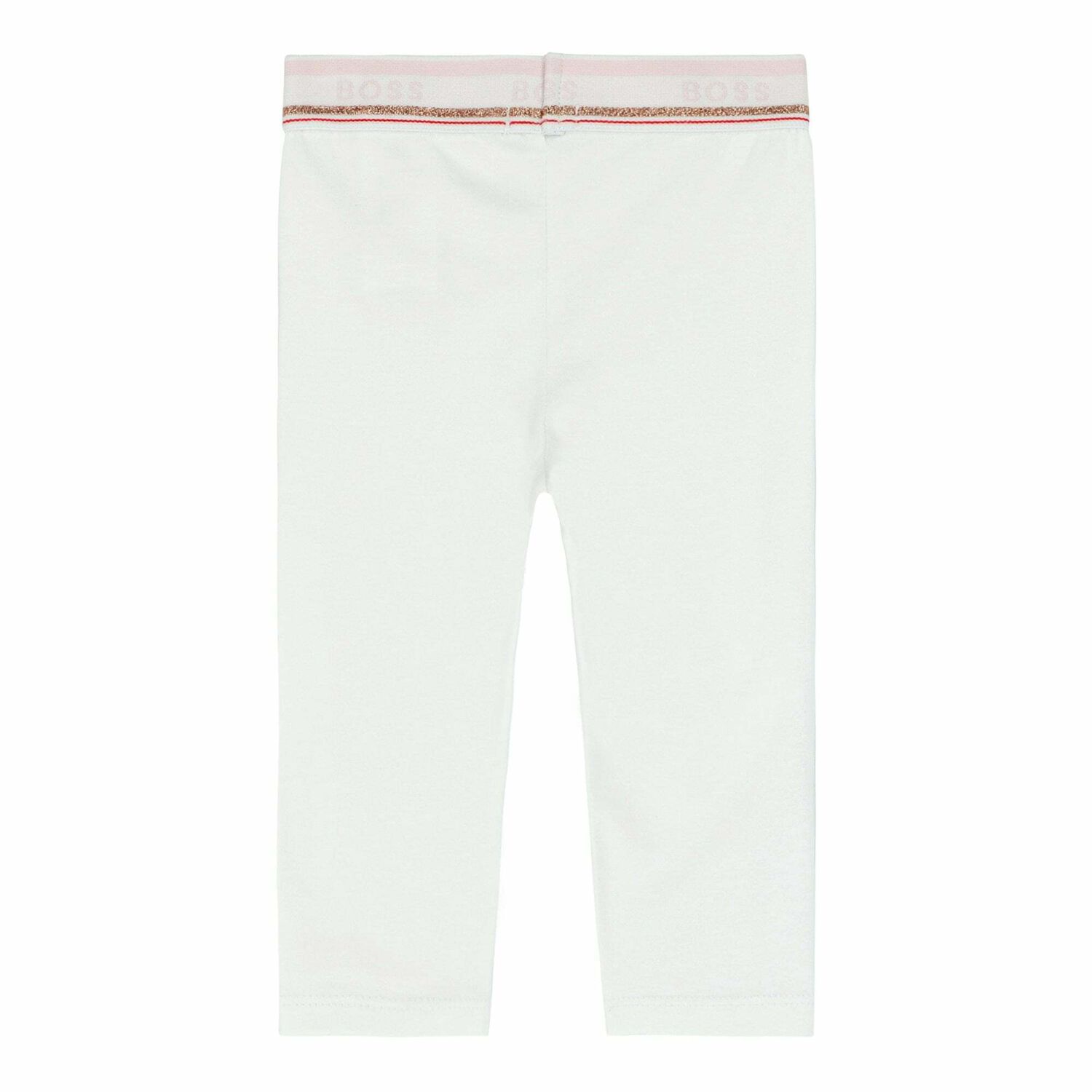 Baby Girls White & Gold Leggings, 1, hi-res