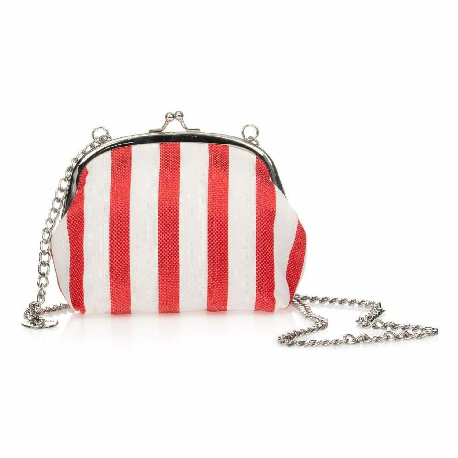 Girls White & Red Striped Handbag, 1, hi-res