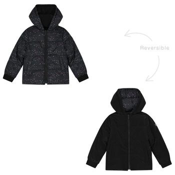 Girls Black Reversible Puffer Jacket