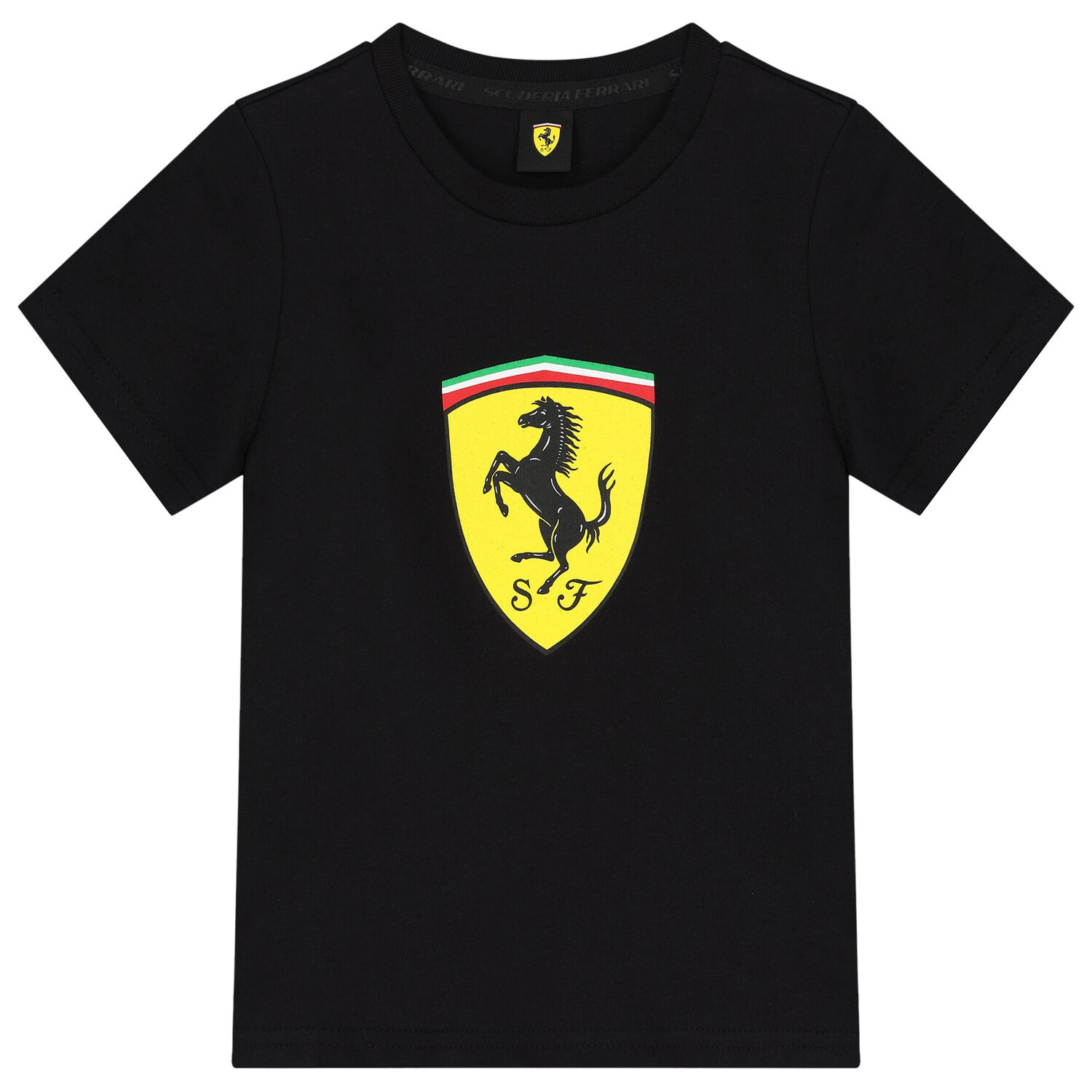 Boys Black Ferrari Logo T-Shirt, 1, hi-res image number null