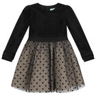 Girls Black Velvet & Tulle Dress, 1, hi-res