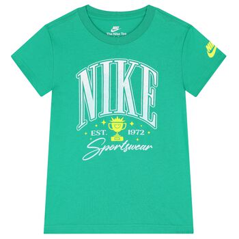 Boys Green Cotton Logo T-Shirt